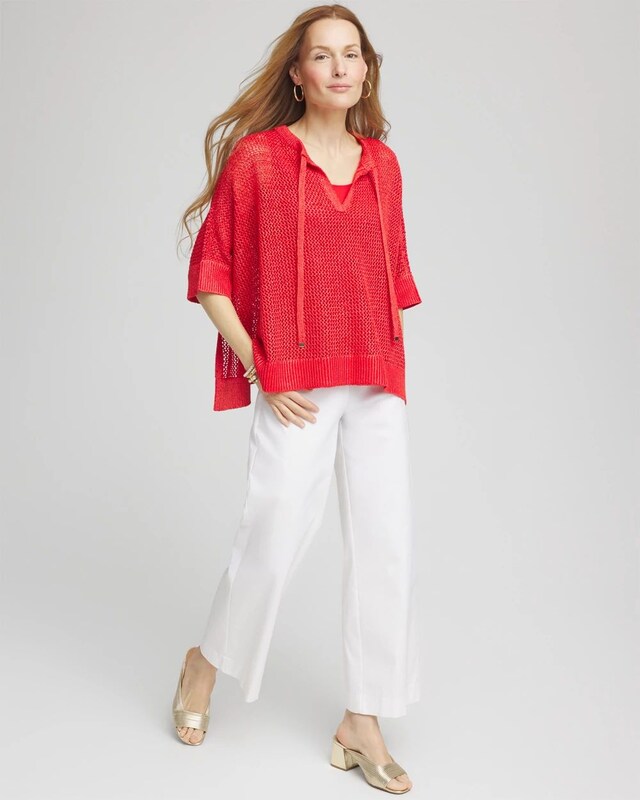 Sequin Open Knit Poncho - image 2